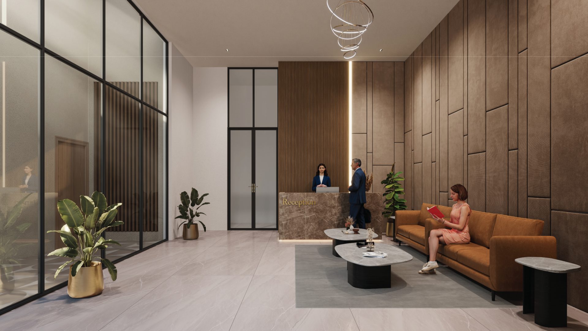 Grand reception lobby render