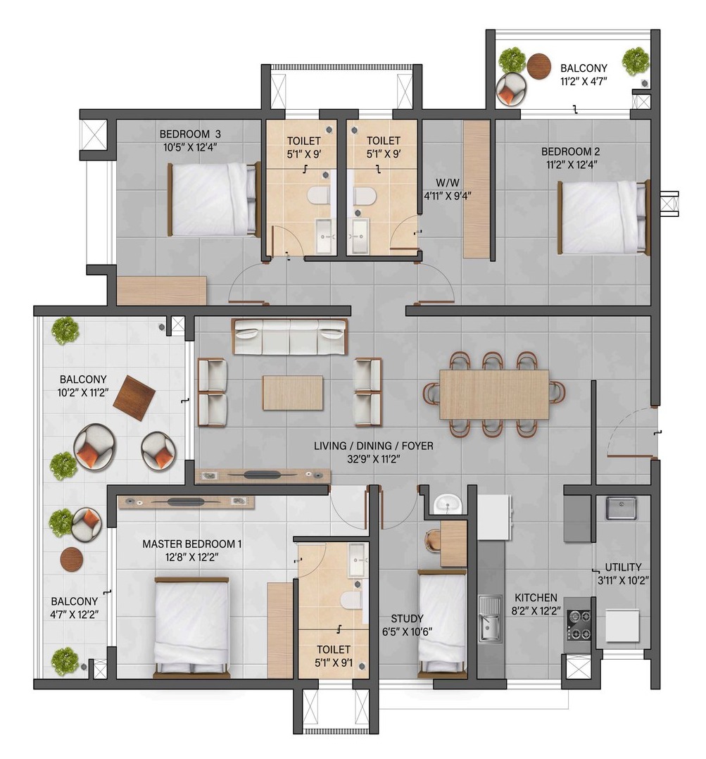 3.5 BHK floor plan