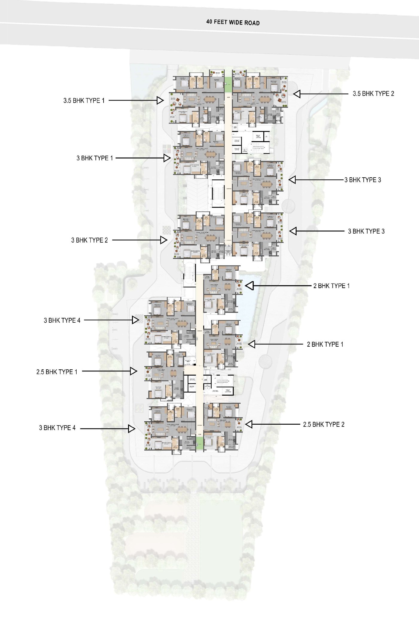 Residential floor master plan, 1st to 10th floors