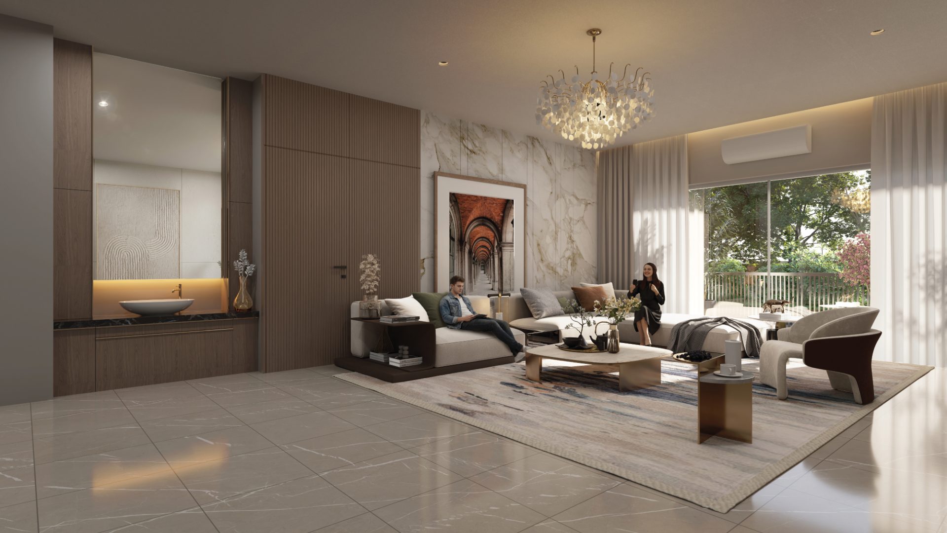 Living room interior render